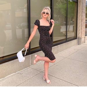 Missguided Black and White polka dot midi dress